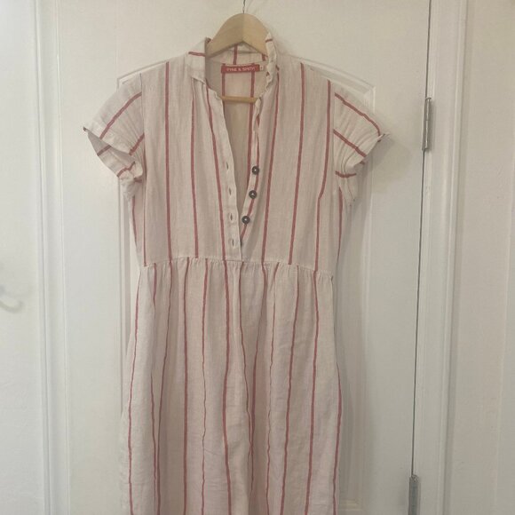Pyne & Smith Bon Bon Stripe No. 30 Linen Dress Size Small - Picture 1 of 9